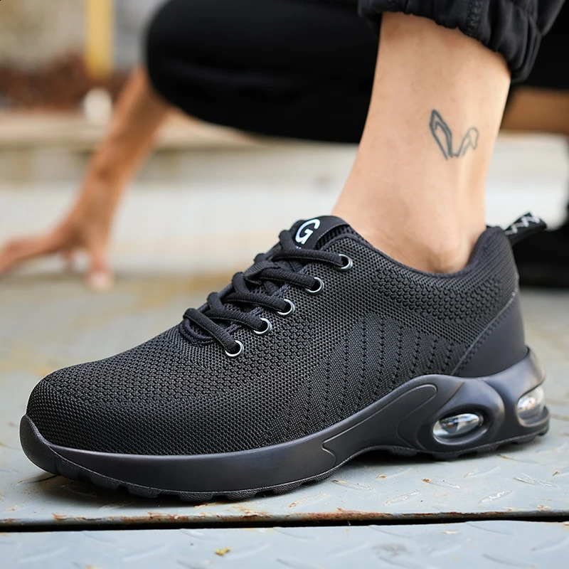 Men Safety Shoes Antismash Antipuncture Work Shoes Mesh Breathable Lightweight Work Sneakers Indestructible Slipresistant 251023