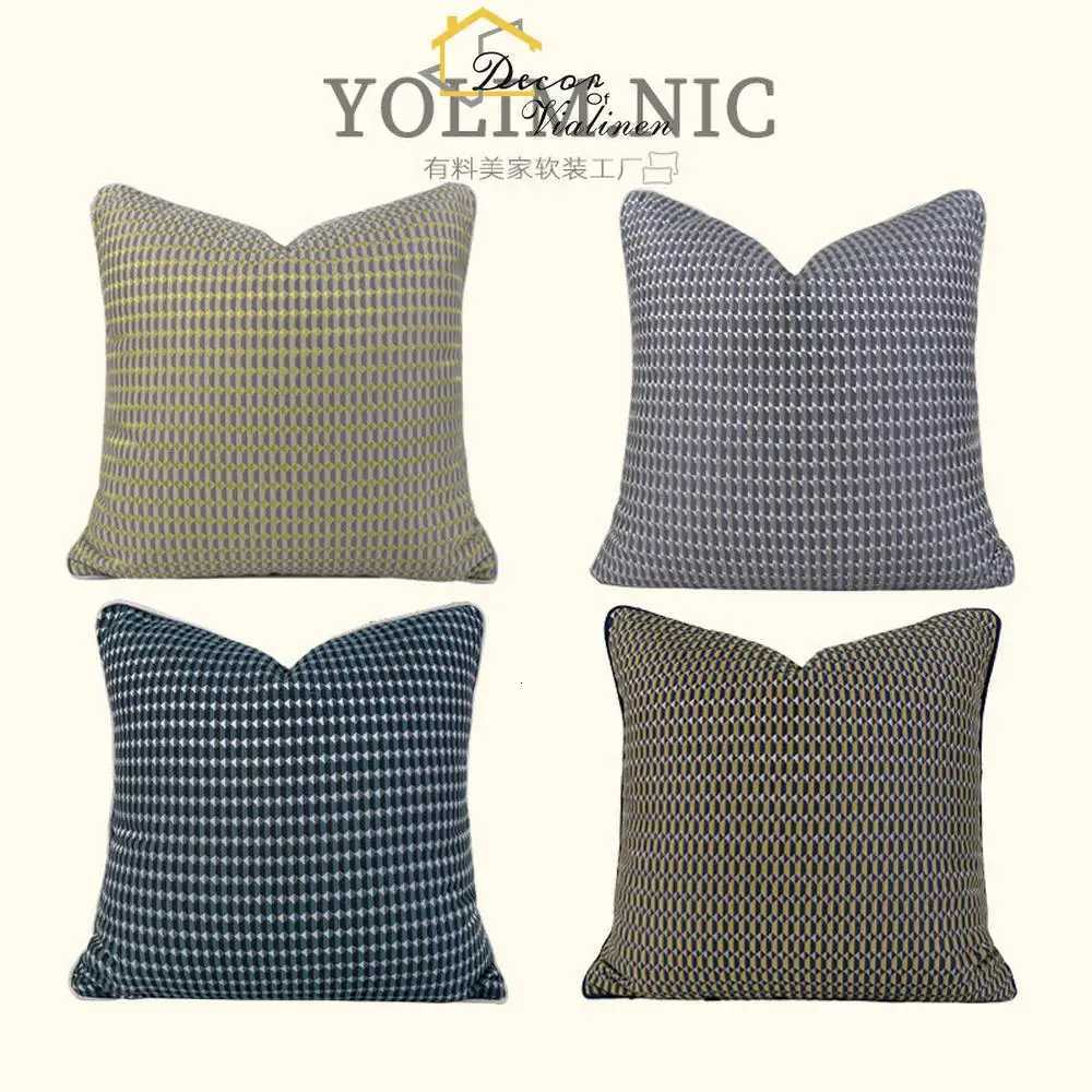 Pillow Case Modern medieval style geometric pattern case light luxury home living room sofa headboard cushion blue gray C251028