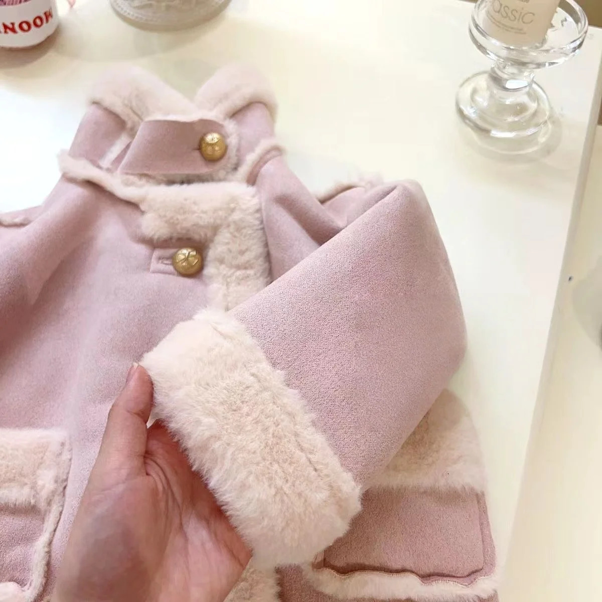 Princess Girls Winter Coat 27Y Faux Shearling FleeceLined Toddler Jacket Warm Thickened Kids Outerwear with Fur Trim 251023