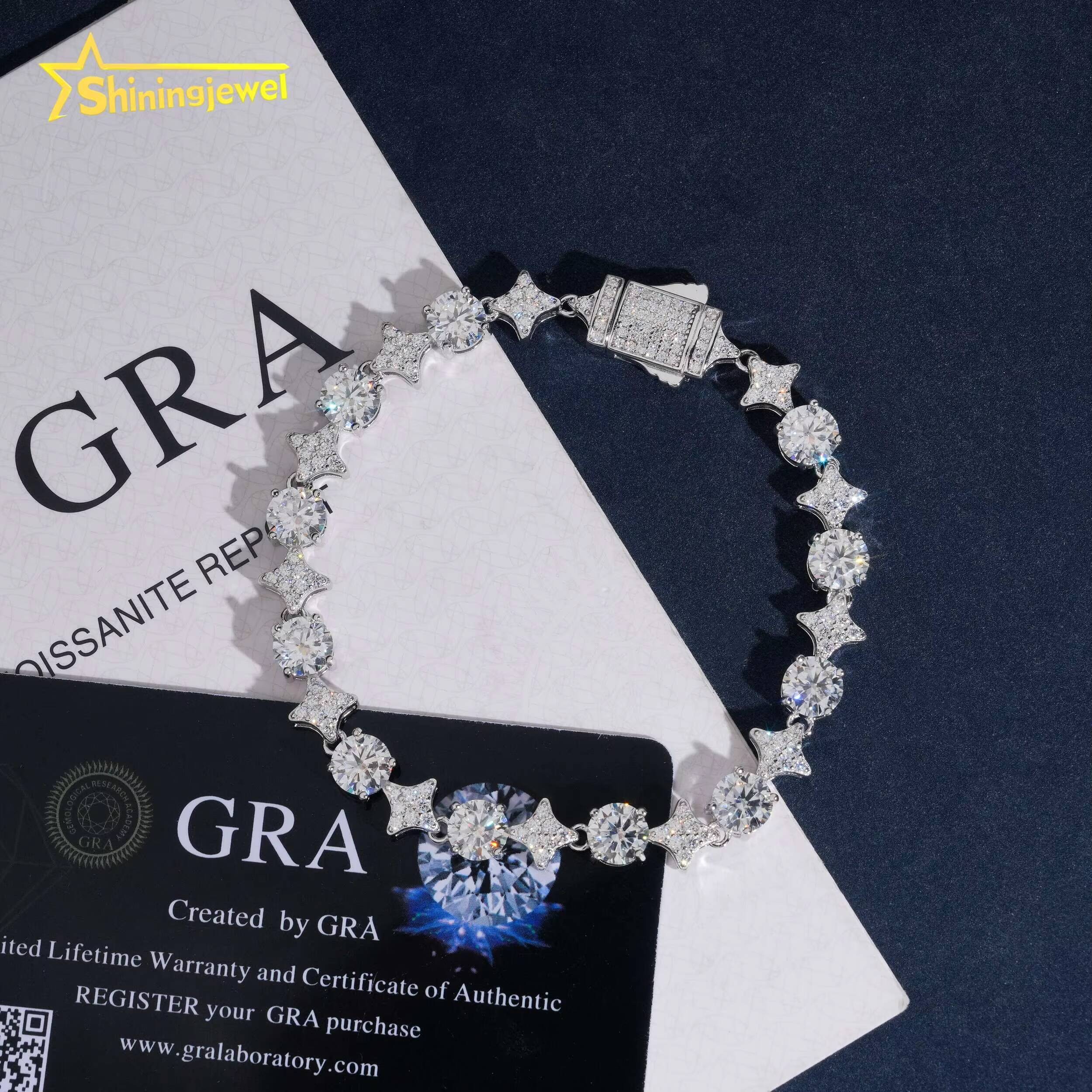 Custom 925 Silver Bracelet Fine Jewelry VVS Moissanite Tennis Bracelet GRA Certificated Iced Out Moissanite Bracelet Men