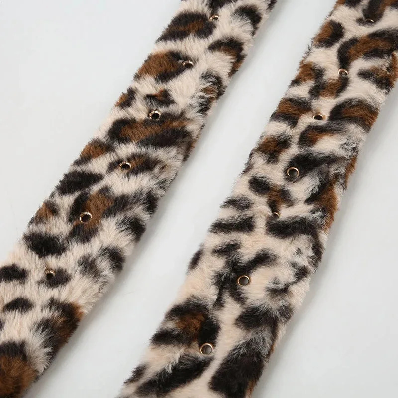 Leopard Print Plush Belt Fashionable Warm HipHop Adjustable Accessories Jeans Belt Personalized Dirty Style Belt 251027