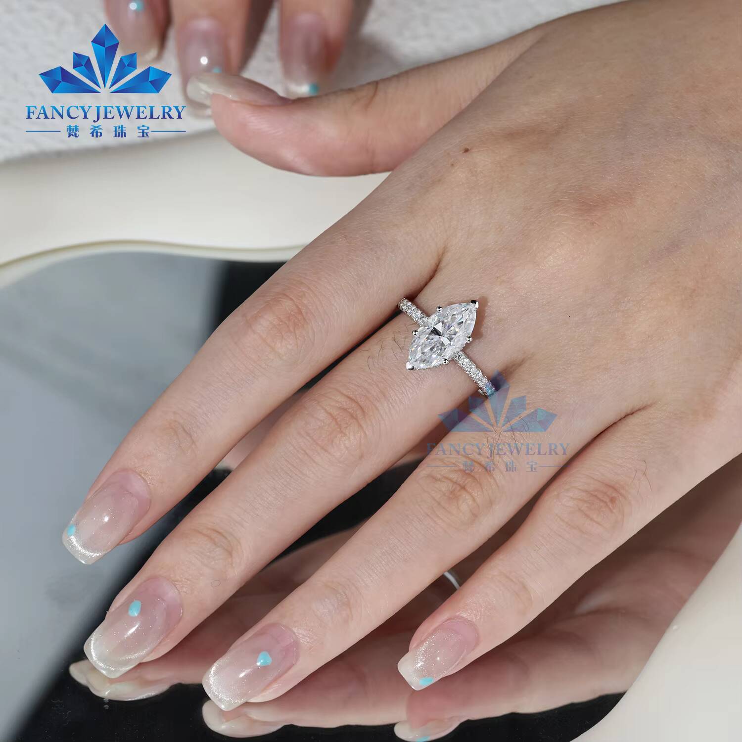 2ct 14k Labgrown Marquise Cut Real Cvd Solid Yellow Gold Wedding Lab Grown IGI Engagement Diamond Rings Jewelry 18k Gold