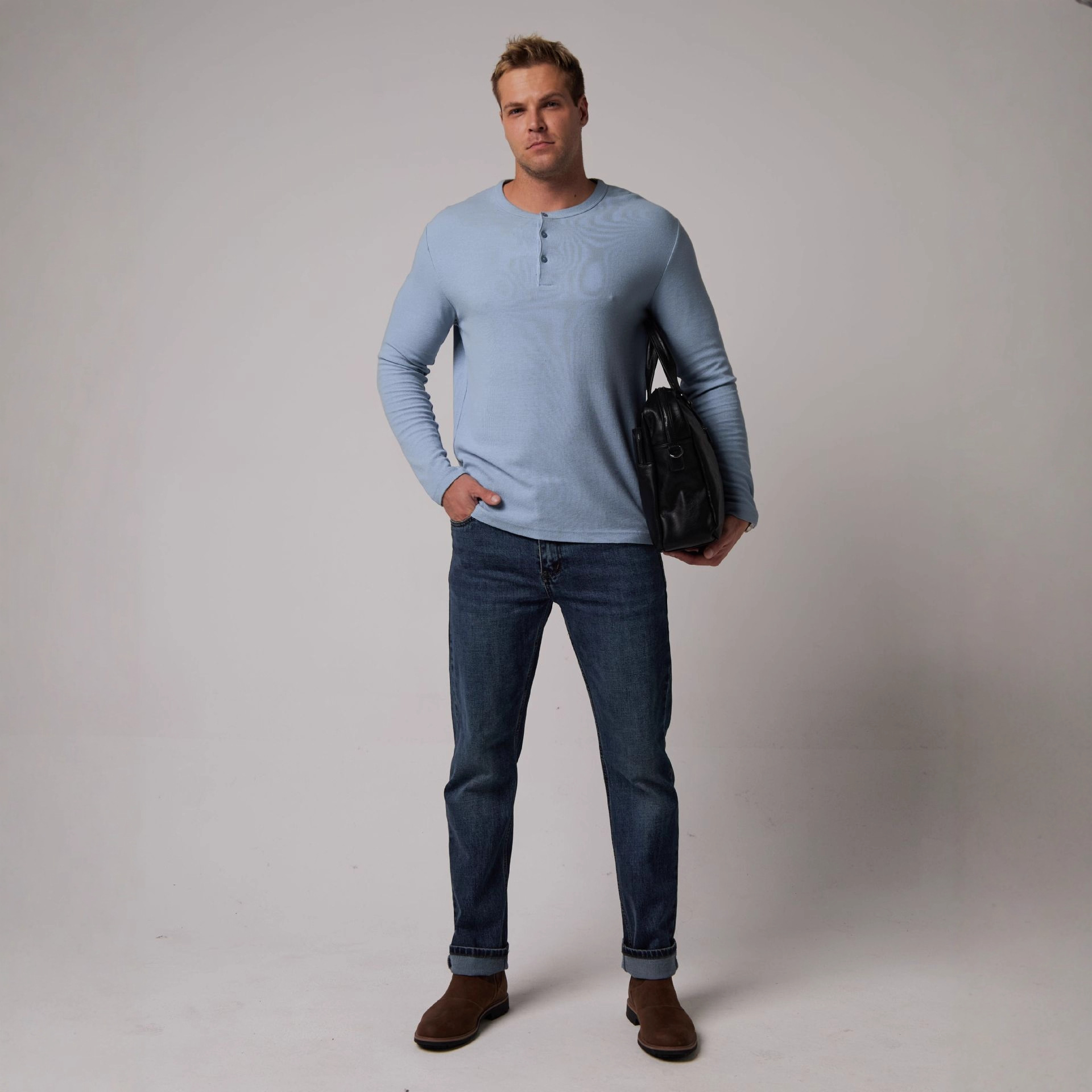 Men's Jeans Straight - Relaxed Large-sized Chubby Deep-groin Durable Straight-through Loose Elastic Force Denim Fit With Great Drape Tummy & Slim