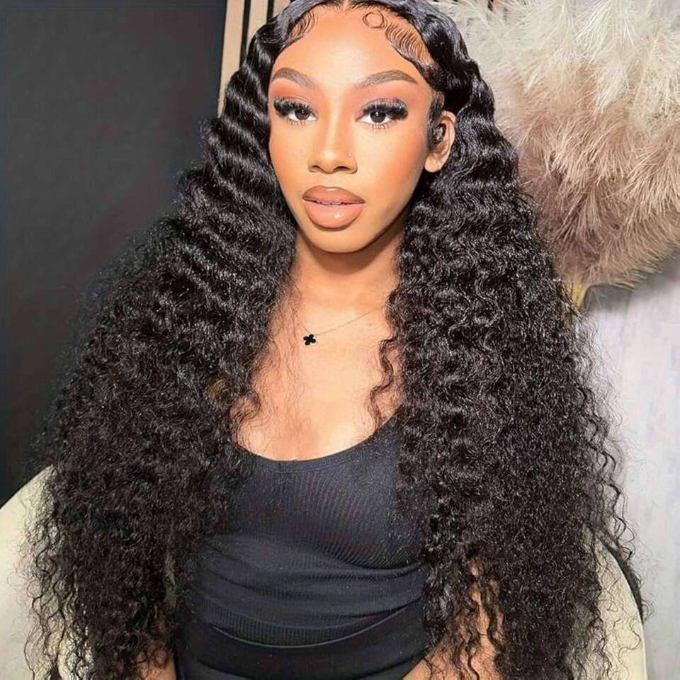 Deep Wave Bundles Virgin Human Can Be Dyed And Bleached Unprocessed Brazilian Hair For Women Natural Black Color 300 G, 10-36 Inch
