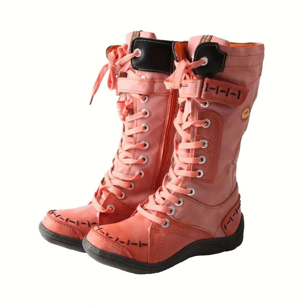 TMA EYES MAIA Women's Handmade Genuine/Microfiber Leather Winter -Like, Lace-Up Mid-Calf Round Toe Booties With TPR Sole, Grey/Black/Brown/Red Co