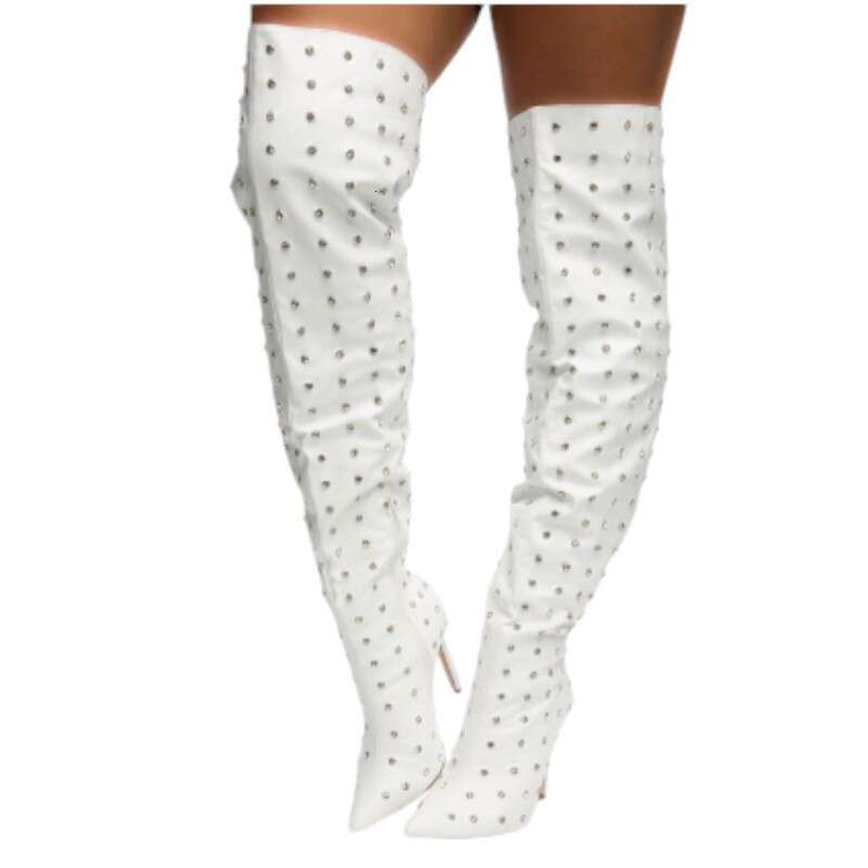 All Rhinestone Over The Knee Thigh High Boots
