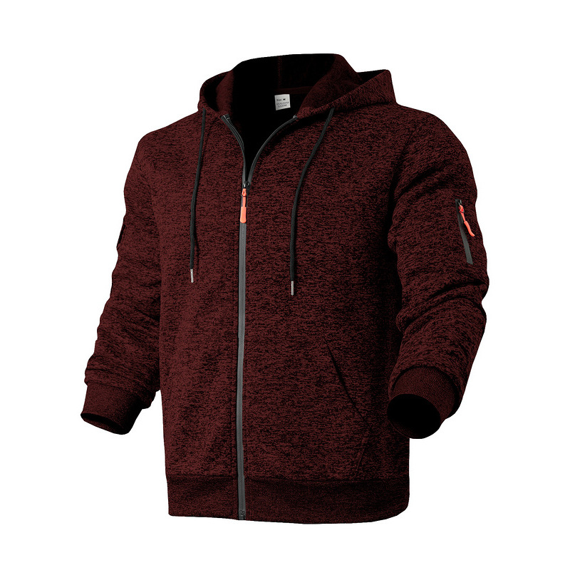 Heavyweight Fleece Lined Men's Hoodie Retro Cation Workwear Zip Up Sweatshirt Casual Pullover Jacket Winter Thermal Warm Sportswear Tops European