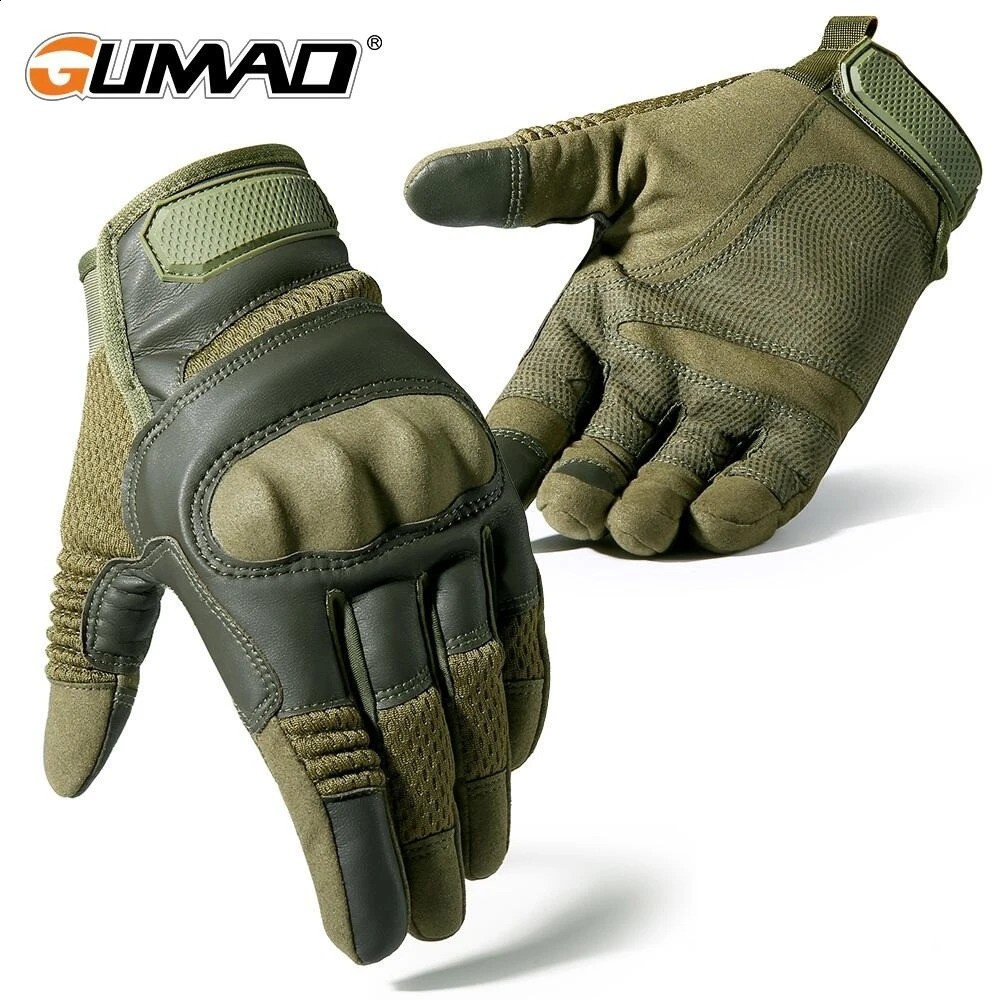 PU Leather Tactical Gloves Touch Screen Cycling Hard Shell Hiking Combat Hunting Airsoft Driving Bicycle Antislip Bike Mittens 251027