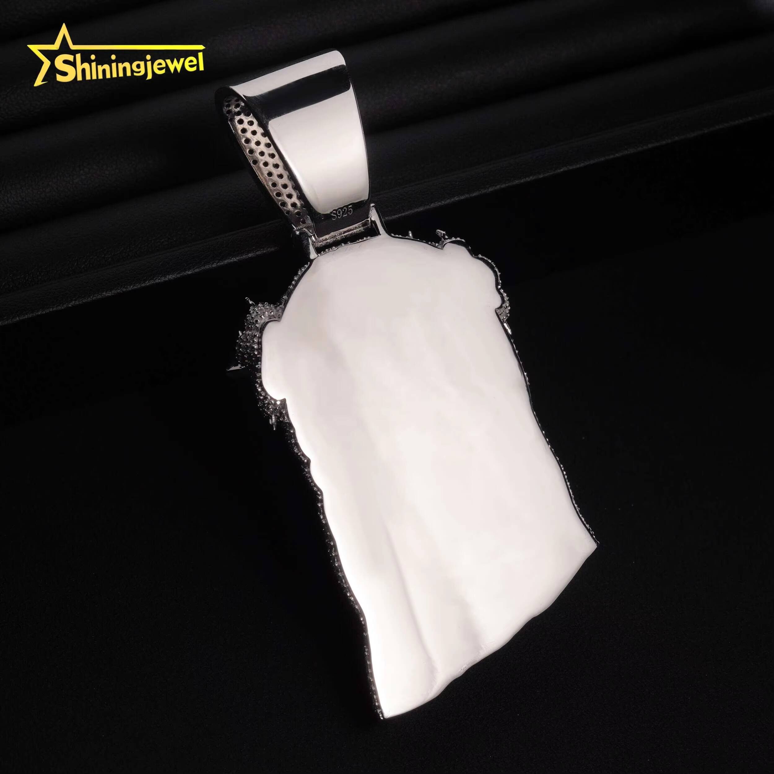 Iced Out Jewelry Custom Blue Green Hip Hop 925 Silver Pendants Men Moissanite Jesus Piece Pendant