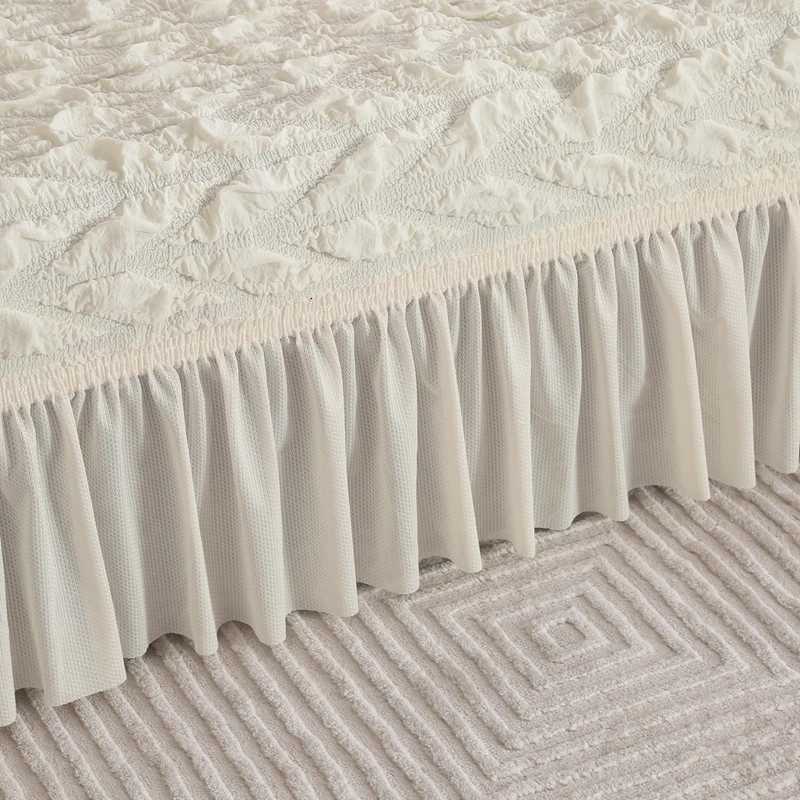 Stretchable Seersucker Sofa Cover Bubble Grid Design Washable Durable Easy Fit with Skirt Furniture Protector for Living Room C251028