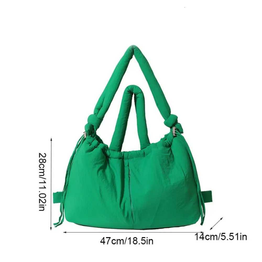 Solid Color Drawstring Tote Bag Quilted Knotted Strap Nylon Padded Tote Bag Large Capacity Dualpurpose Puffer Backpack ShoppingW251028