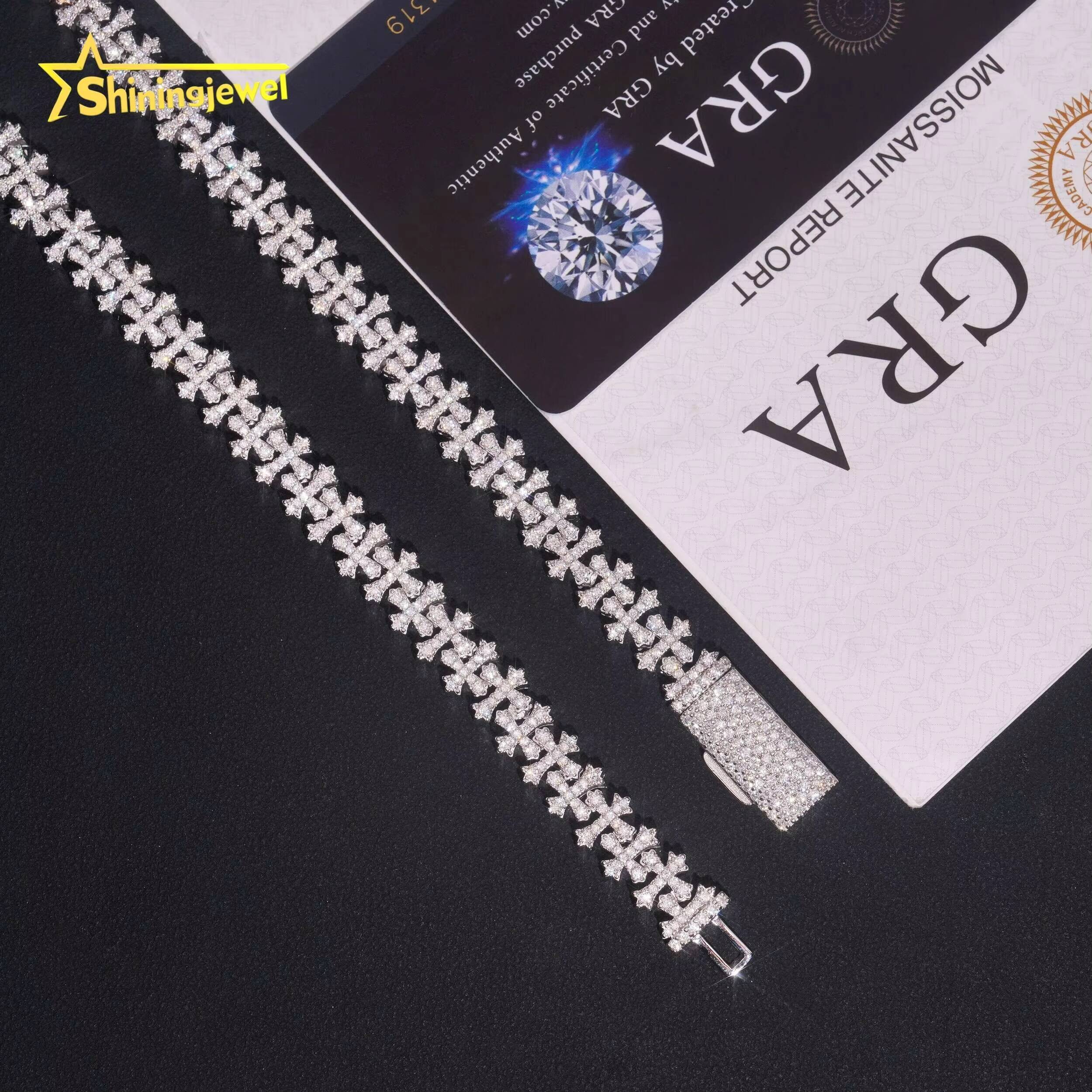 Fine Jewelry Fashion Hot Selling 925 Sterling Silver Hip Hop 8mm Iced Out Infinity Cross Necklaces