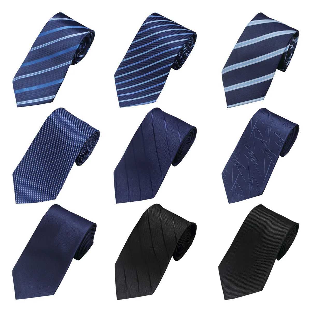 New Classic Blue Black Ties for Men Silk Mens Neckties for Wedding Party Business Adult Neck Tie Casual Solid TieW251028