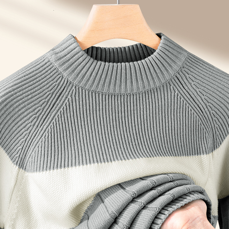 Men's Wool Lyocell Sweater Autumn Designer Sweater Winter New High-end Black Half Turtleneck Long Sleeve Warm Knitted Base Shirt