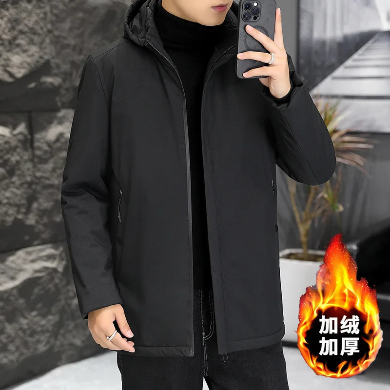 Plus Size Mens Winter Warm Jacket Fleece Parka Coat Black Hooded Windbreaker Outwear Fleec Long Parkas 8XL 251027