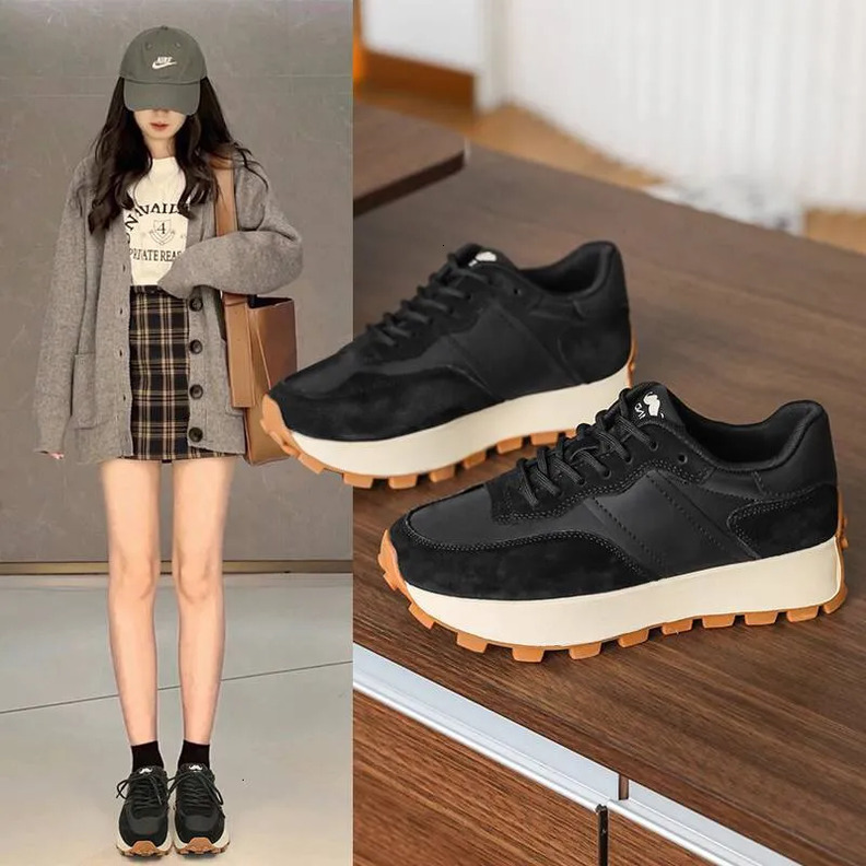 Mirinda Couple Forrest Gump Shoes Autumn Genuine Leather Thick-Soled Dad Sneakers Non-Slip Wear-Resistant Casual Shoes Men's & Women's Shoes