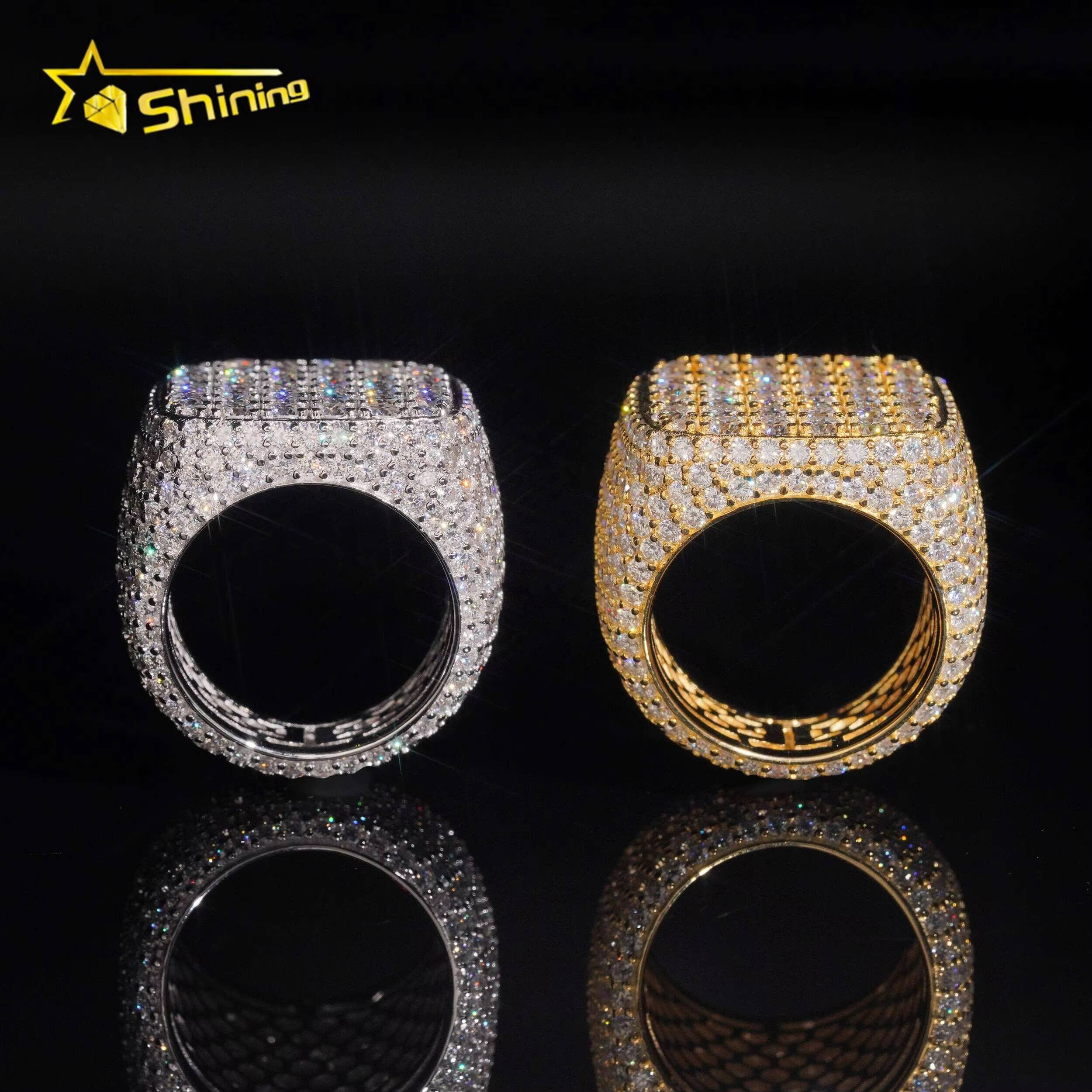 Hot Sale High Quality 925 Silver Iced Out Luxury Mens Hiphop GRA Certificate VVS Moissanite Rings