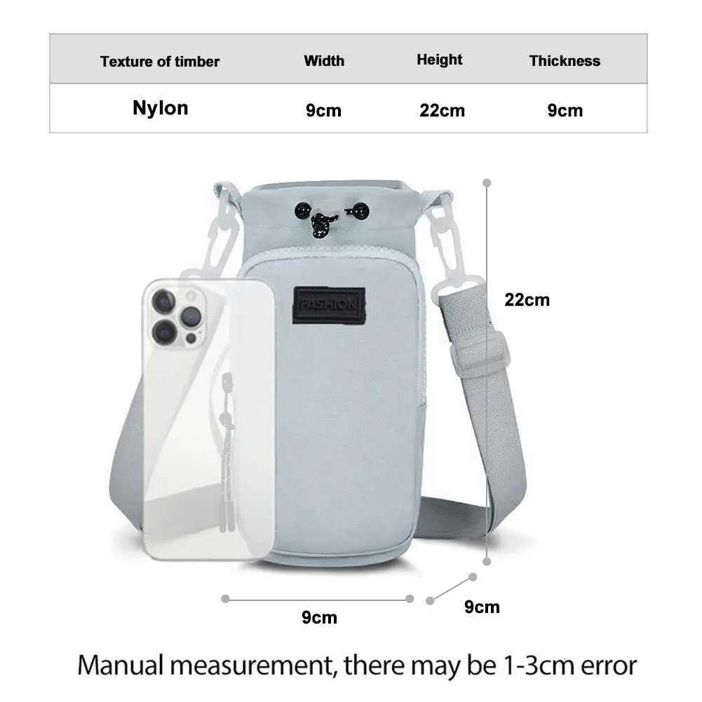 1Pcs Drawstring Portable Water Bottle Crossbody Bag Outdoor Sports Phone Water Bottle Holder Bag for Hiking Camping TravelW251028