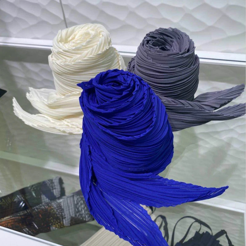 Miyake Pleated Women Scarf Shawl Fabric Korean Fashion Thin Sunscreen Scarf Foulard Femme Luxe Marque Hijabs for Woman 251027