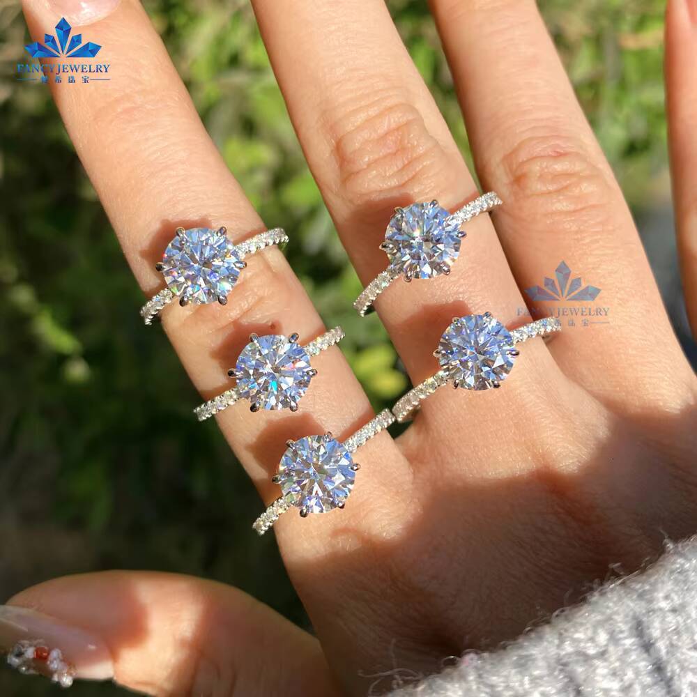 925 Sterling Silver Promise 1CT 2CT 3CT S925 Solitaire Halo Wedding Engagement Moissanite Ring for Women