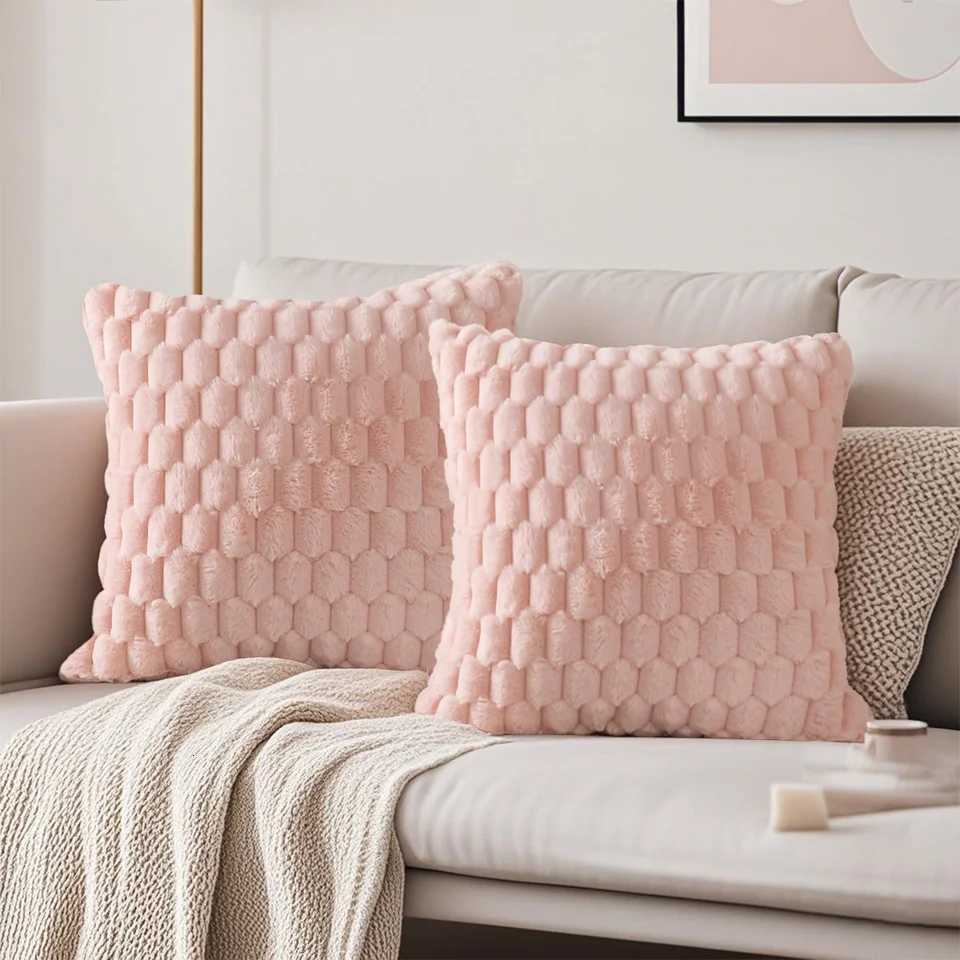 Pillow Case 1pc Super Soft Cozy Decorative Throw Covers Fuzzy Plush Faux Fur Luxury Cushion Cover case for Bed Livingroom C251028