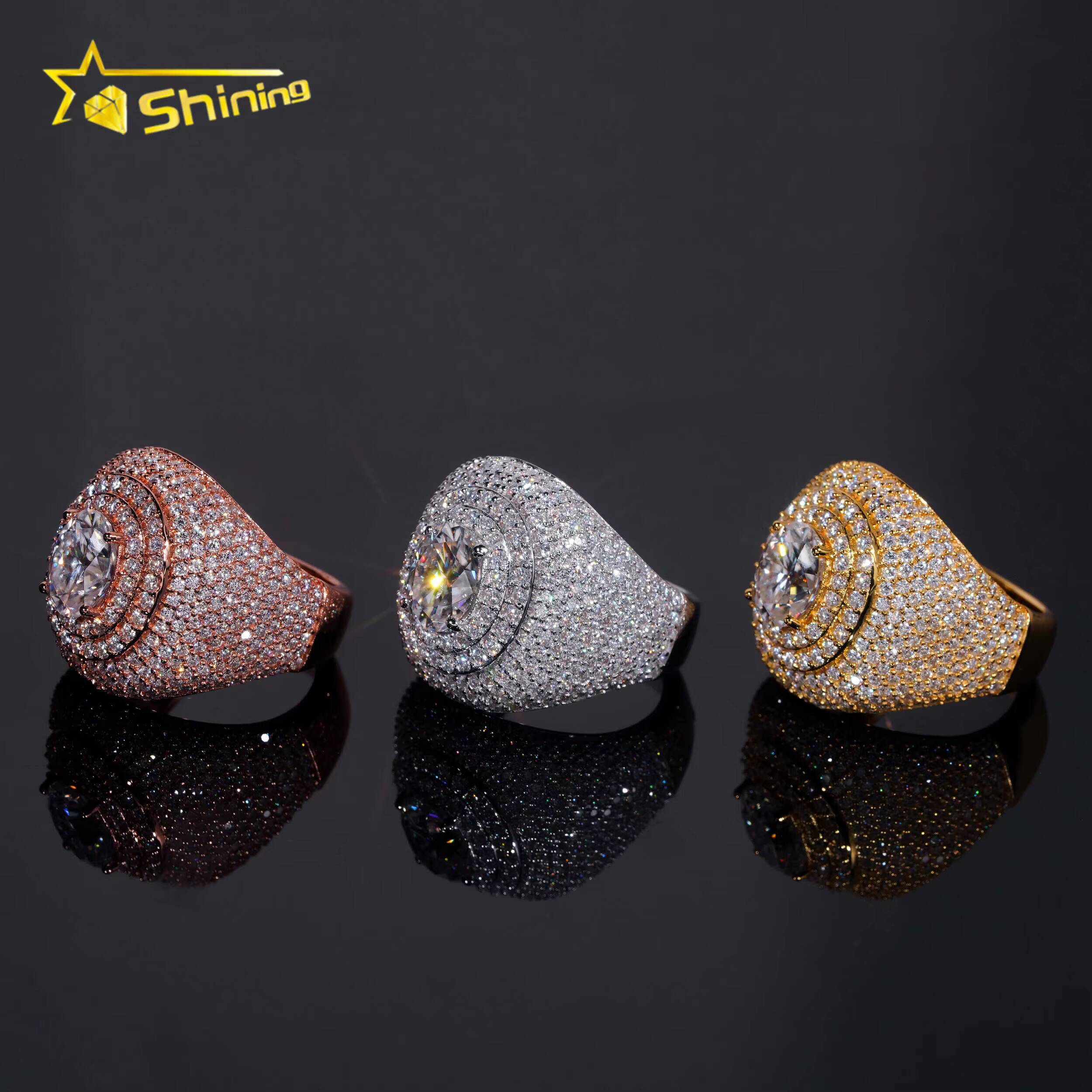 Pass Diamond Tester Hip Hop Jewelry 925 Sterling Silver Fully Iced VVS Diamond Custom Moissanite Iced Out Men Ring