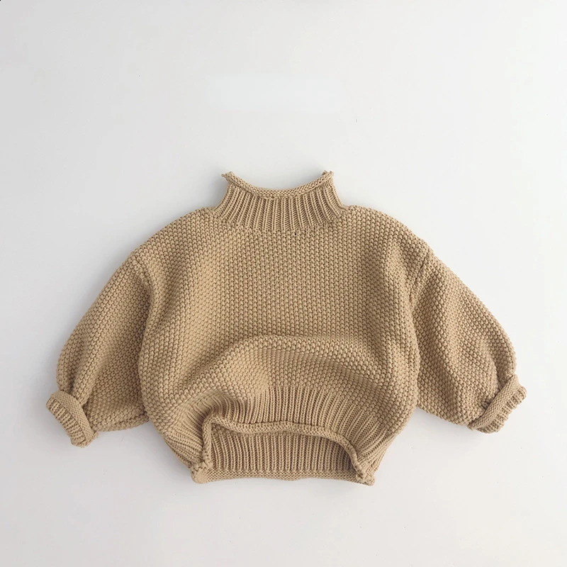 3283C Childrens Sweaters Autumn Winter Retro Knitted Turtlenecks Boys Sweater 17Year All Match Girl Sweater 251027