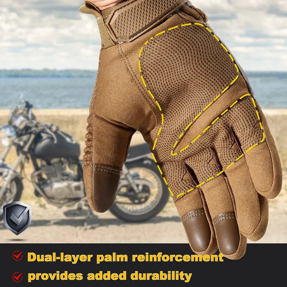 PU Leather Tactical Gloves Touch Screen Cycling Hard Shell Hiking Combat Hunting Airsoft Driving Bicycle Antislip Bike Mittens 251027