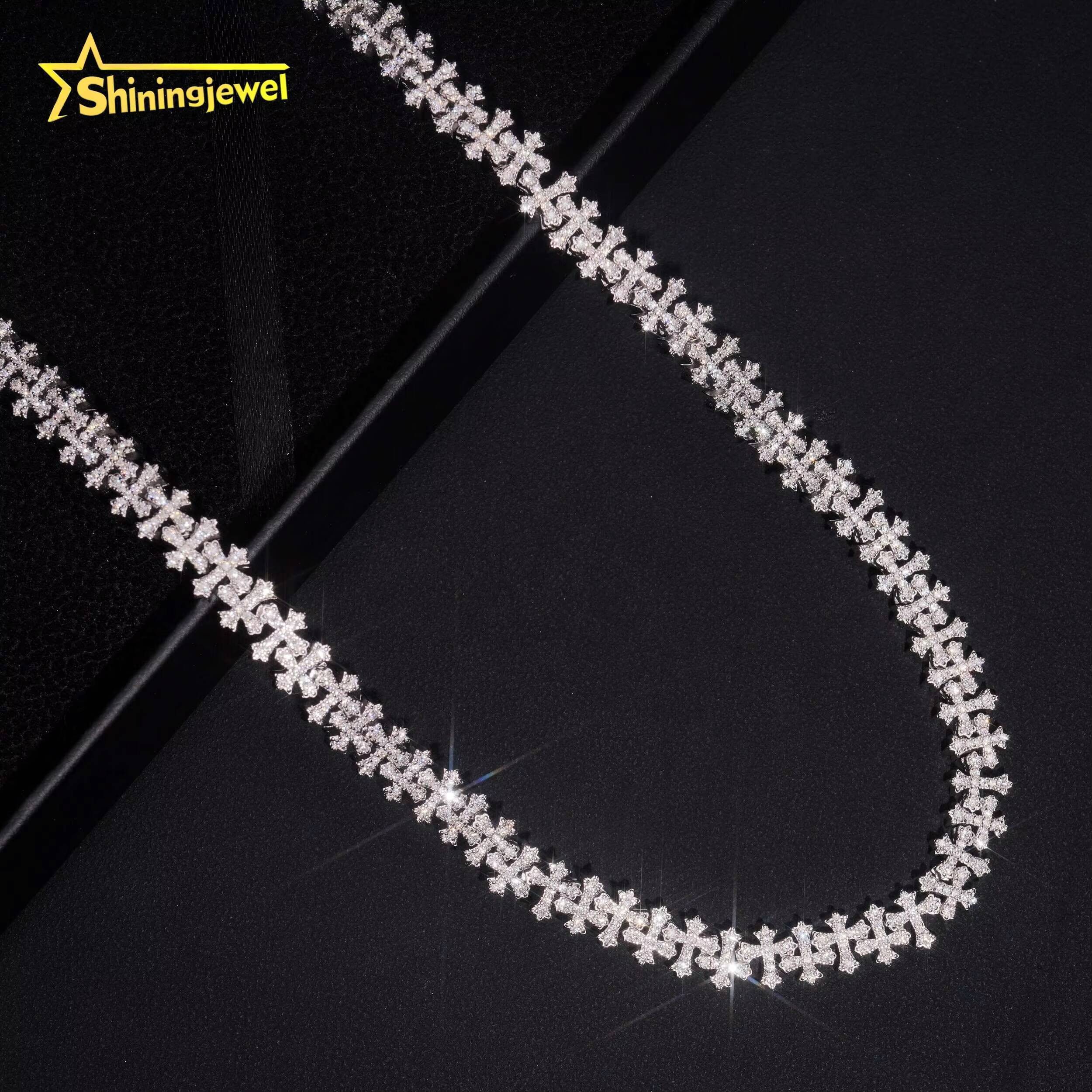 Fine Jewelry Fashion Hot Selling 925 Sterling Silver Hip Hop 8mm Iced Out Infinity Cross Necklaces