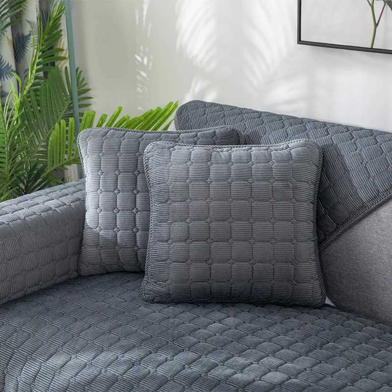 Thickened Corduroy Sofa Cushion Four Seasons General Pure Colour Plush NonSlip Living Room Sofa Cover Warm Breathable Sofa Back C251028