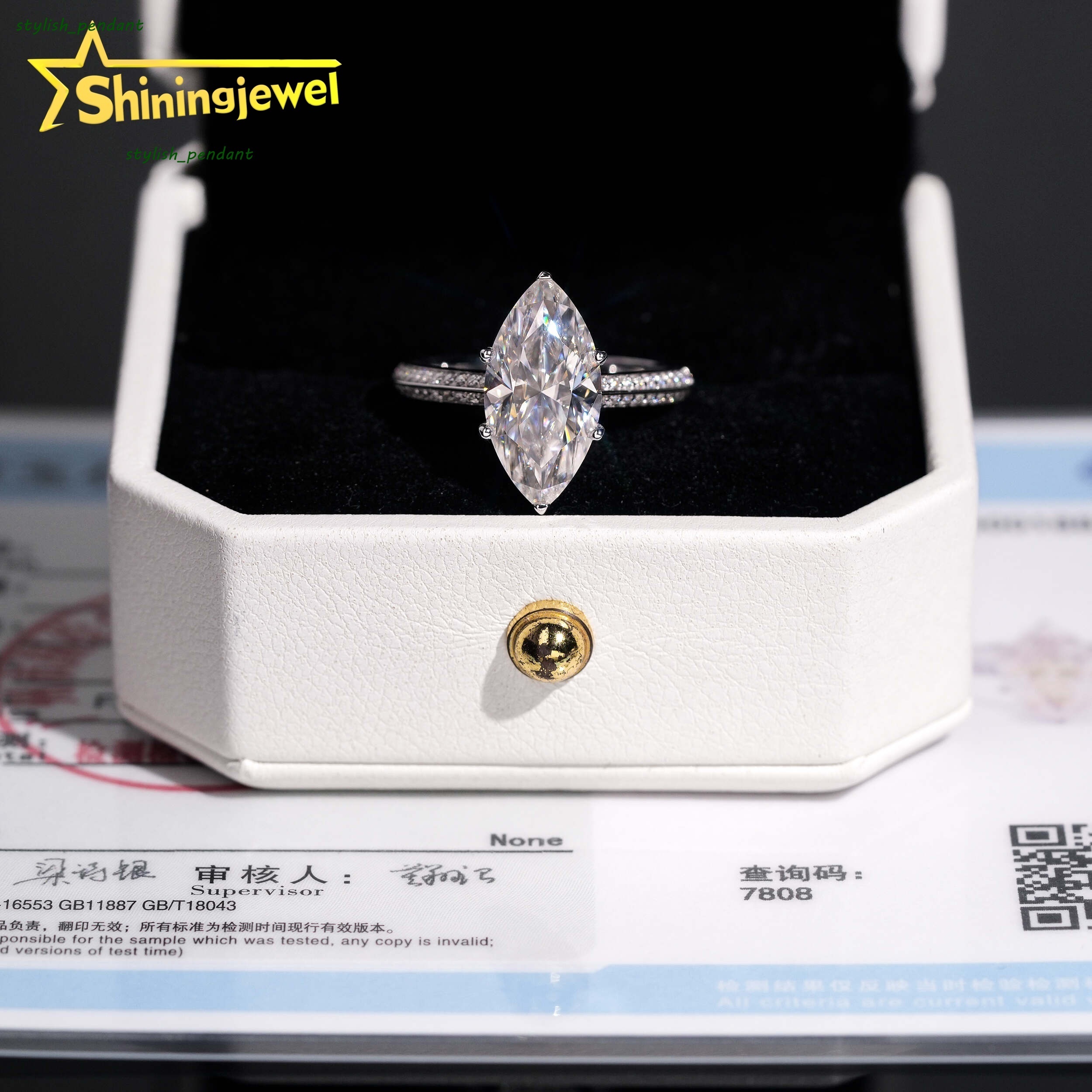 Fine Jewelry 18K Real Gold D VVS 3CT Marquise Cut Moissanite Ring Custom Women Engagement Ring Daily Wear