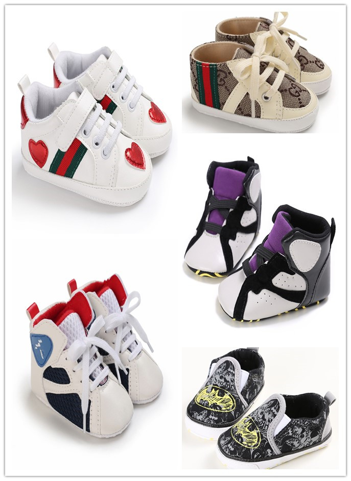 Selling Designer Baby Sneakers Toddler Children Barefoot Shoes Soft Sole Outdoor First Walkers 0-1 Years For Boy Girls Leather Kids Tennis Fashion Shoes