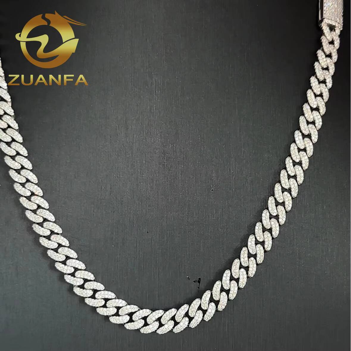 Pass Diamond Tester 8mm Moissanite Diamond Hip Hop Jewelry Cuban Link Moissanite 925 Silver Cuban Link Chain Iced Out