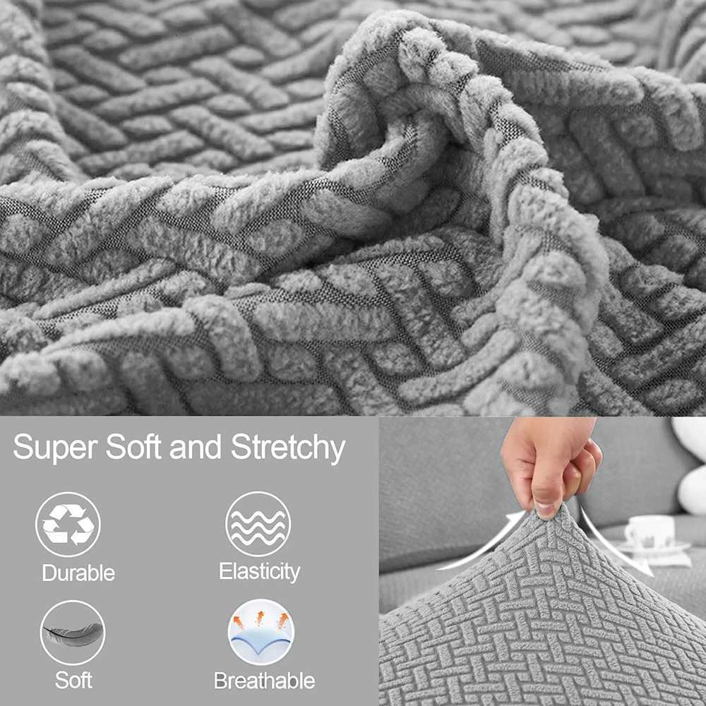 Jacquard Thick Sofa Cover Elastic Polar Fleece Couch Covers for Sofas Living Room Spandex Seat Covers Lshaped Solid Colors Home C251028