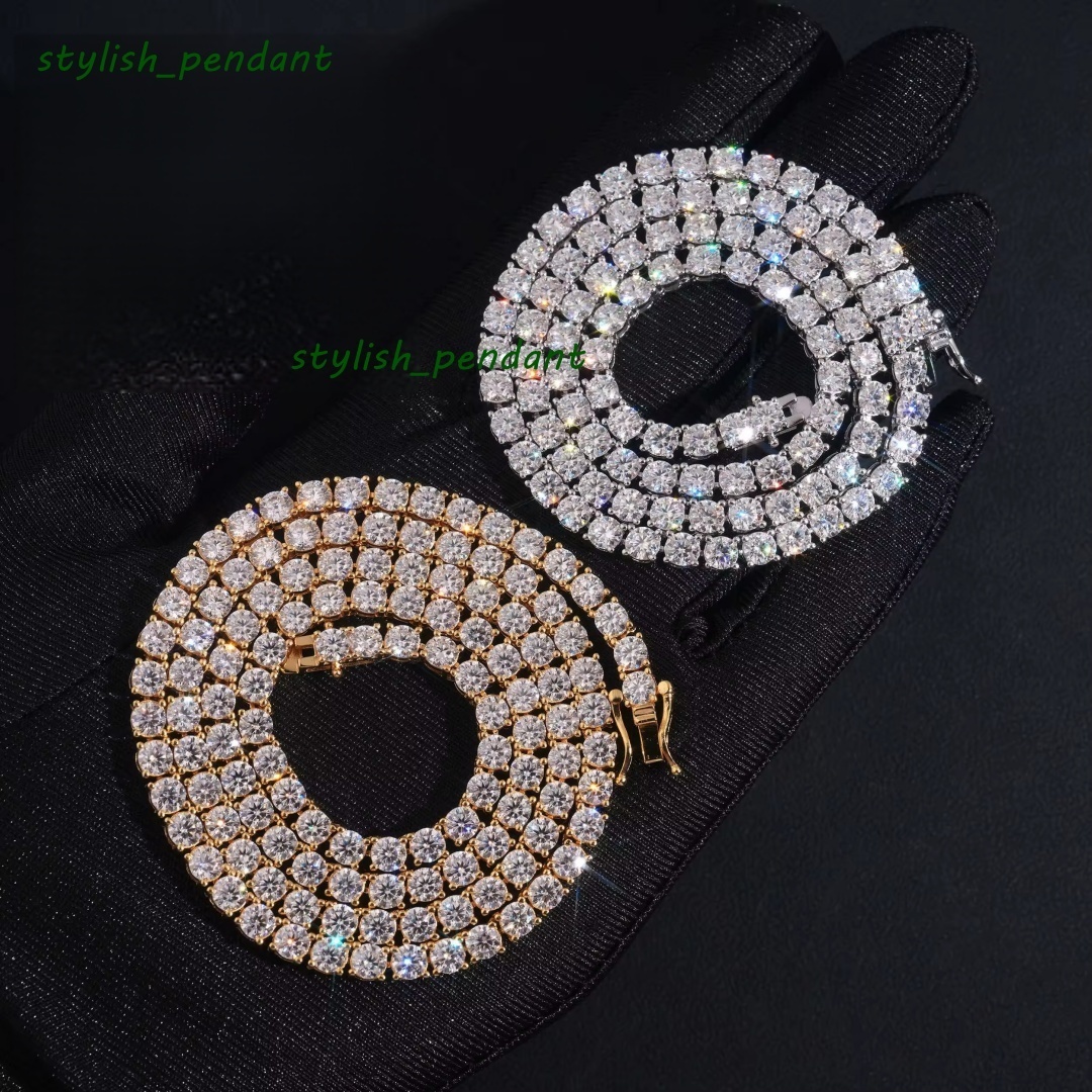 Hip Hop Classic Factory Price Top Quality 925 Silver 4mm VVS Moissanite Diamond Tennis Chain