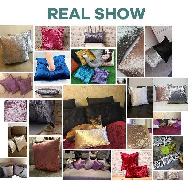 Pillow Case Velvet Cushion Cover Crushed Cover Grey Decorative case Luxury Kussenhoes Nordic Home Decor C251028