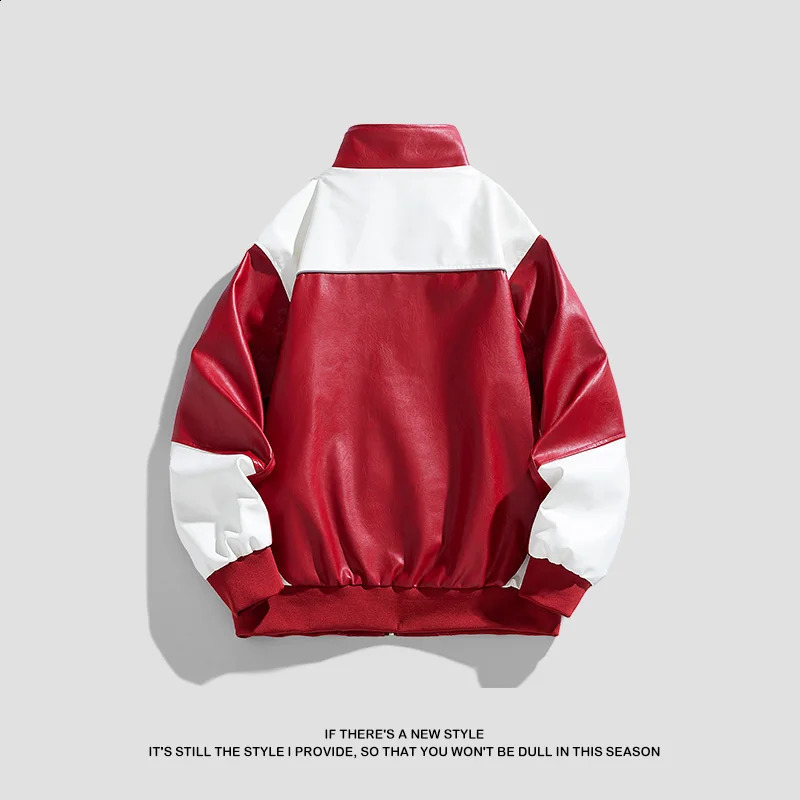 Turtleneck Baseball Jacket Leather Coat for Men Autumn Winter Biker Wear Trend American Pilot Quality Fabric Moto Coats 251015