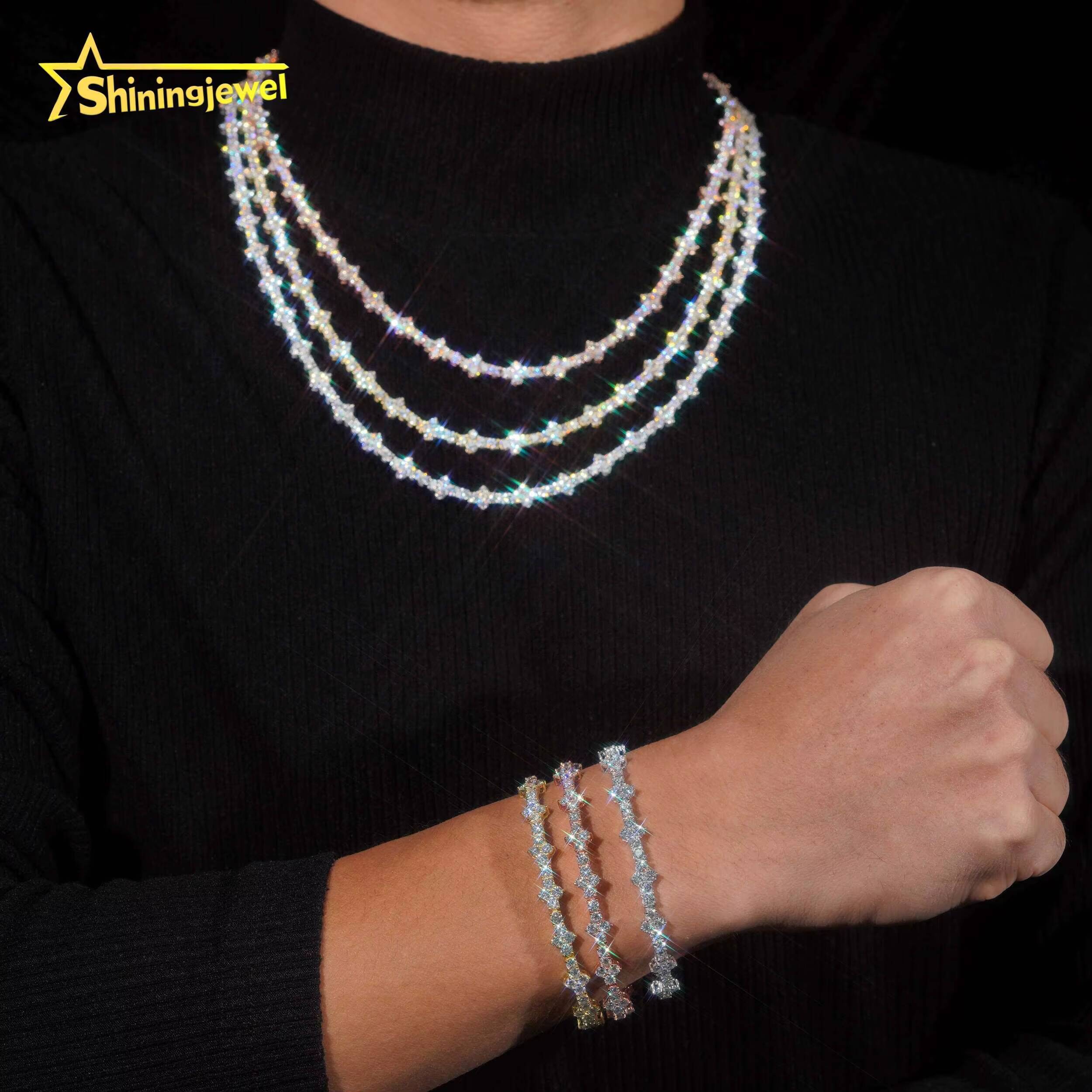 Pass Diamond Test VVS Moissanite Cross Tennis Bracelet S925 Gold Plated Hot Sale Luxury 3mm Moissanite Hip Hop Jewels