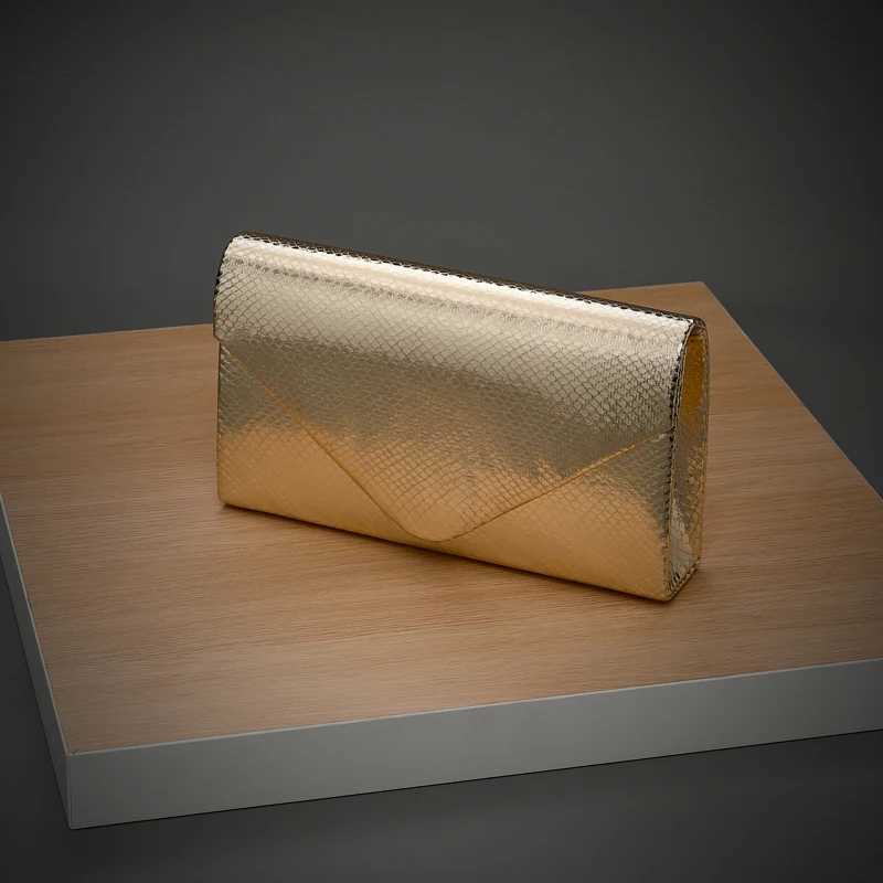 Gold Style Elegant Evening Bag with Detachable Metal Chain Clamshell OneShoulder Ladyship Party Storage Bag for Women H251027