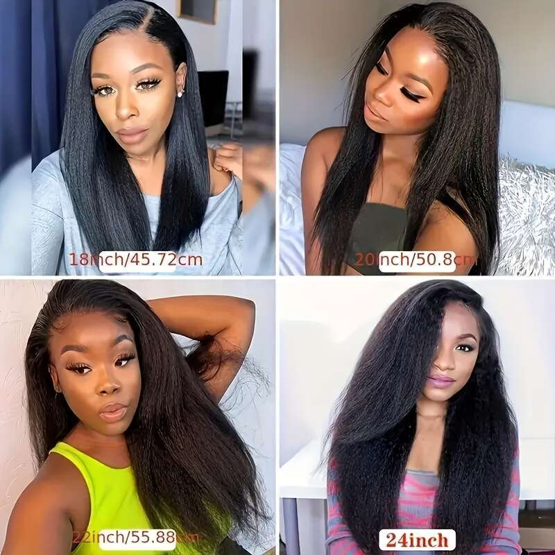 13X5 Lace Front Kinky HD Transparent Yaki Straight Frontal Closure Human Wigs For Women 200% Density Glueless Wig Pre Plucked With Baby Hair