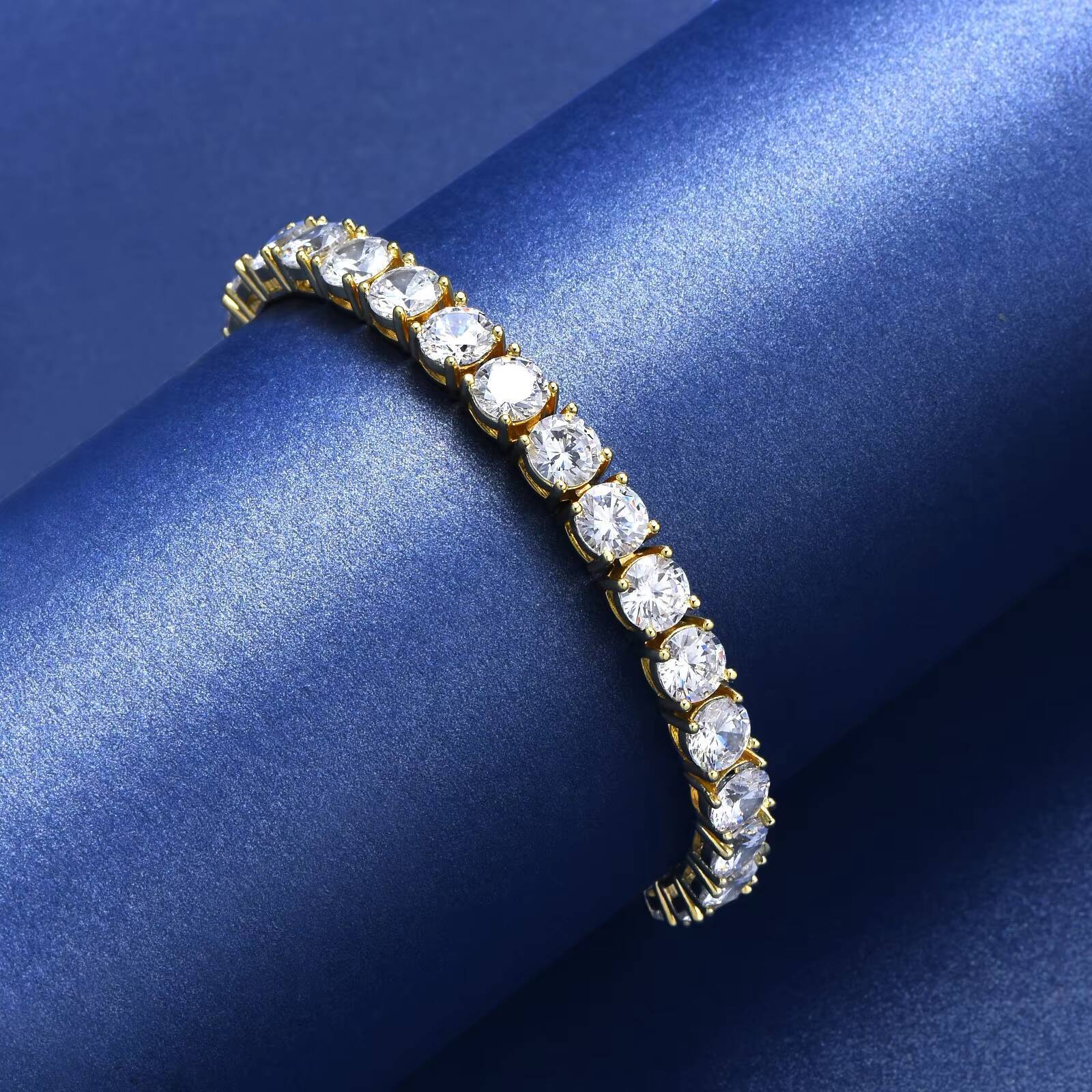 Popular HipHop Tennis Chain Bracelet for Men Women Single Row Copper Clawing Setting Zircon Tennis Bracelet