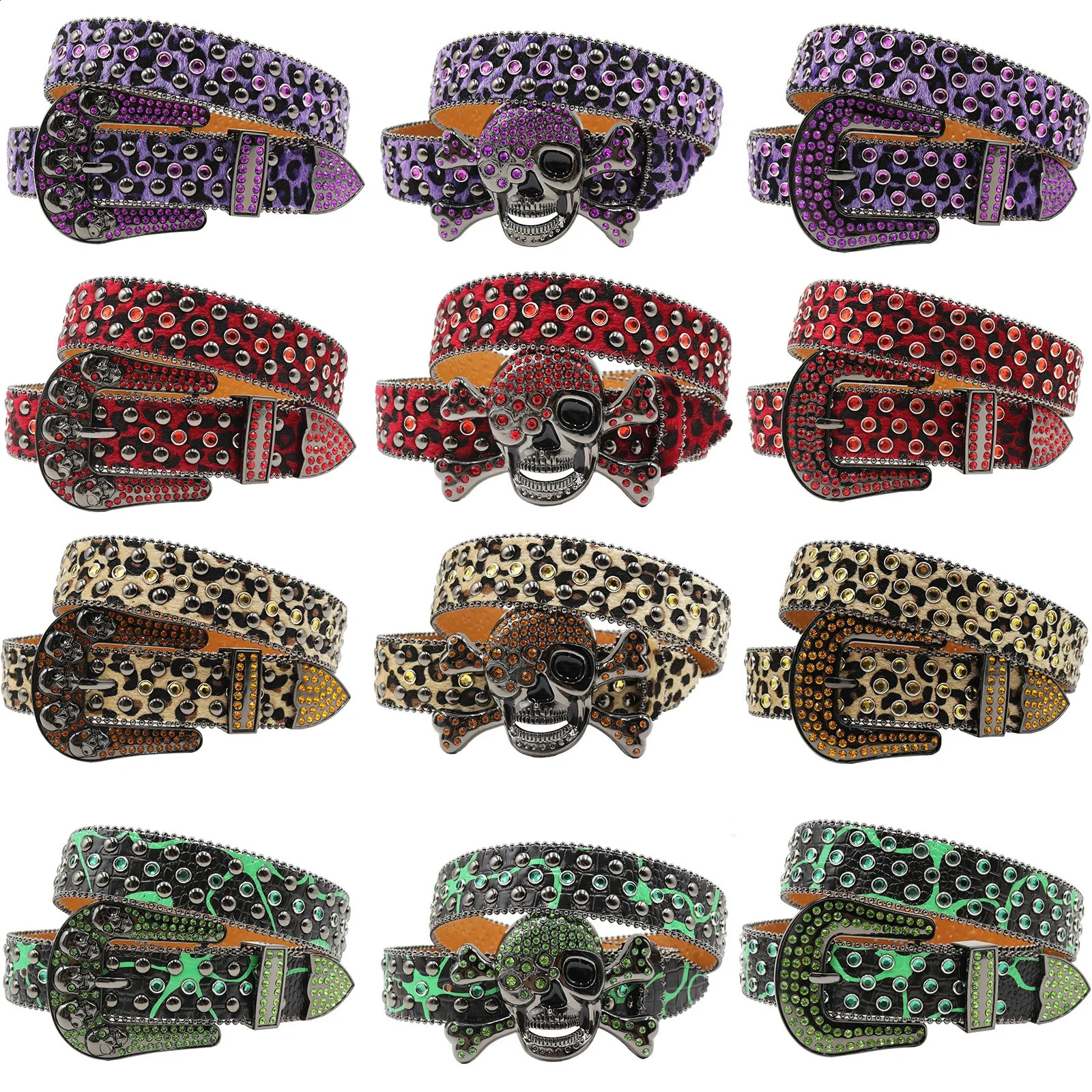 Rhinestone Belts Studded Skull Lether Belts for Women er Strap For Jeans Suppliers White Black 251027