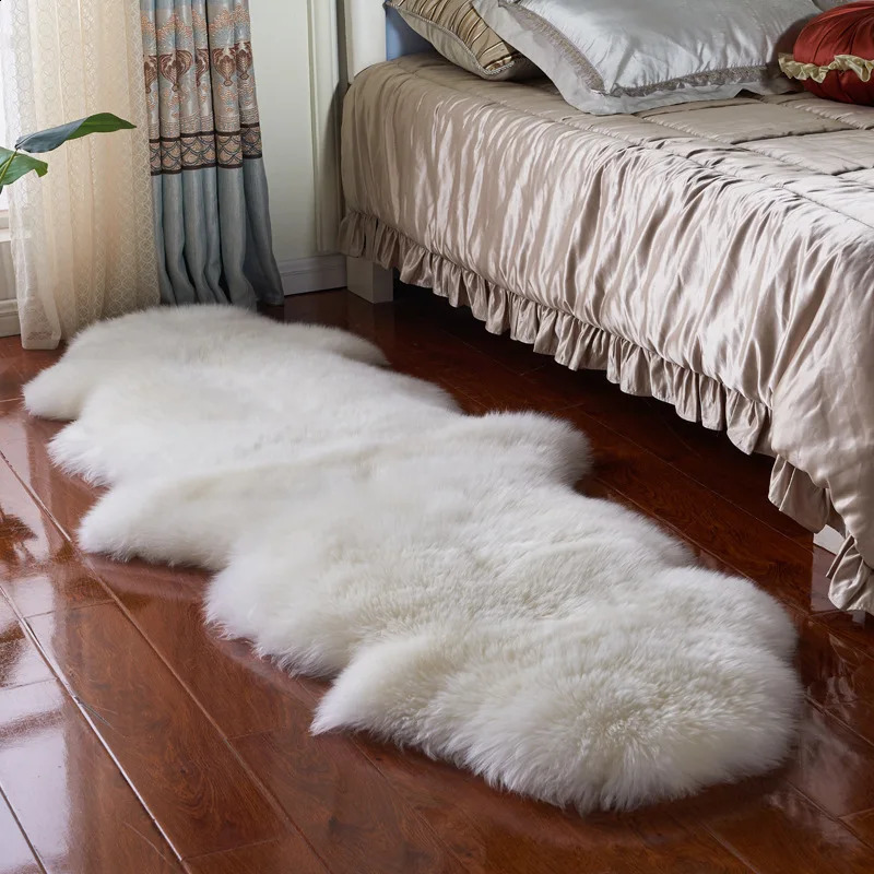 White Faux Sheepskin Carpet Irregular Long Soft Furry Floor Mats Living Bedroom Childrens Room Bedside Decorative Carpets 1028 H260226