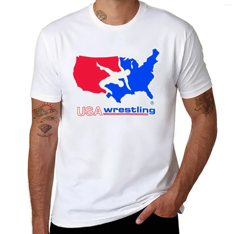 Men's T Shirts Red Blue USA Wrestling Logo Premium T-Shirt Man For Men Graphic Funny