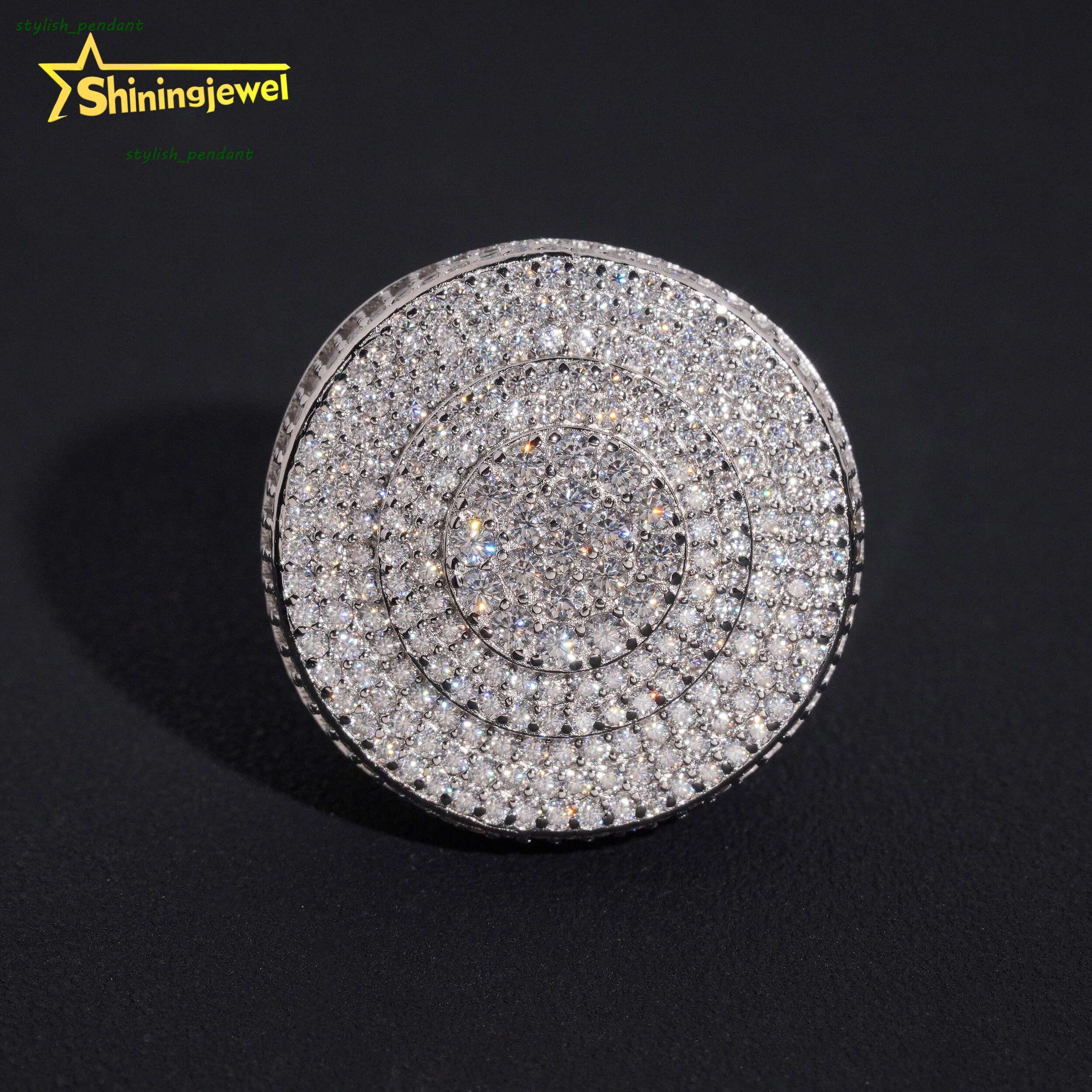 Fashion Jewelry Gold Plated Solid 925 Sterling Silver Sparkling Hip Hop Men Custom Diamond Rings Iced Out Moissanite Ring