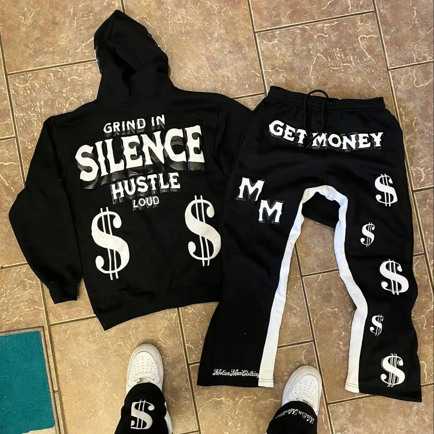 AutumnWinter Y2K Street Hip Hop Set Loose Printed Zipper Sweatshirt 251027