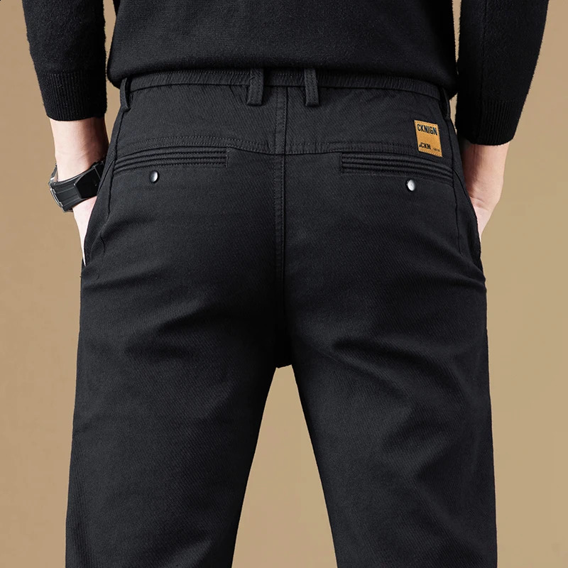 Brand Clothing Autumn Winter Cotton Fabric Casual Pants Men Grey Black Korea Work Classic Slim Fit Cargo Trousers Male 2838 251027