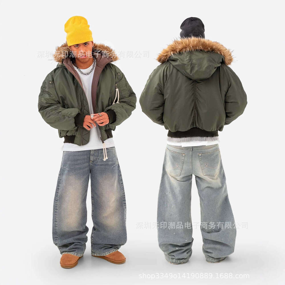 Winter Hooded Sweatshirt with Plush Hat Fashionable Unisex Reversible Street Hoodie