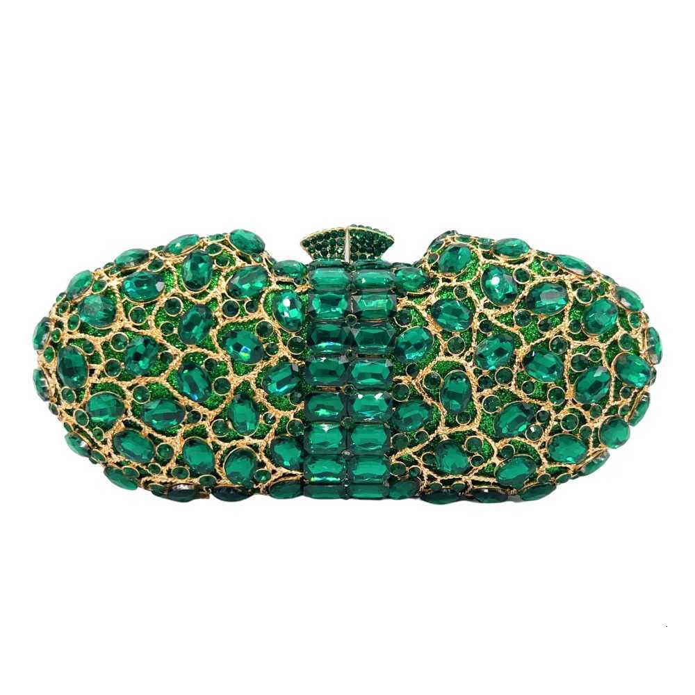 XIYUAN Women OrangeGreenGold Crystals Clutch Purse Lady Evening Bag Wedding Purse and Handbag Bridal Party Rhinestones Clutch H251027