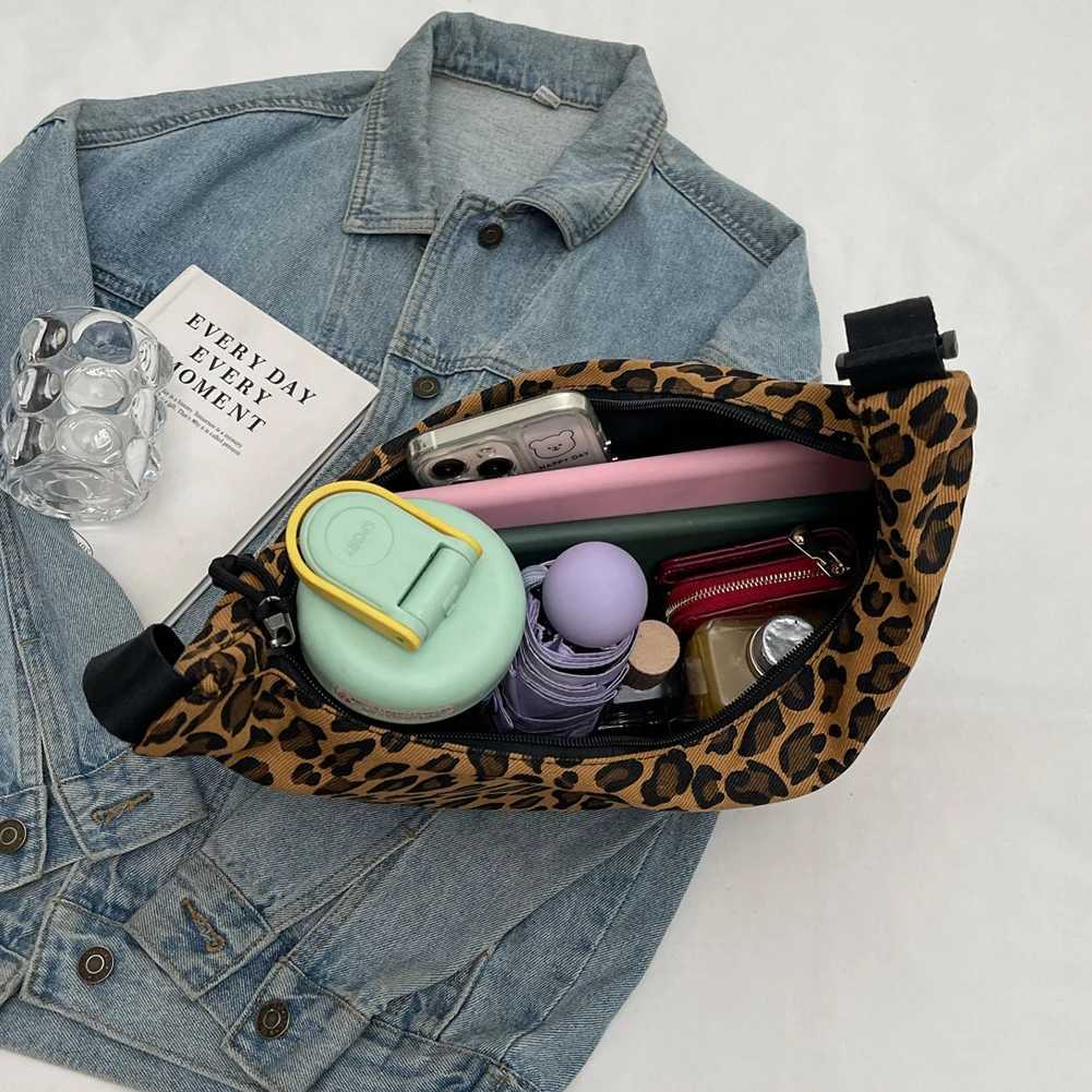 Women Stylish Dumpling Bag Multipockets Leopard Print Hobo Sling Bag Adjustable Strap Crescent Crossbody Bag Outdoor Travel BagW251028